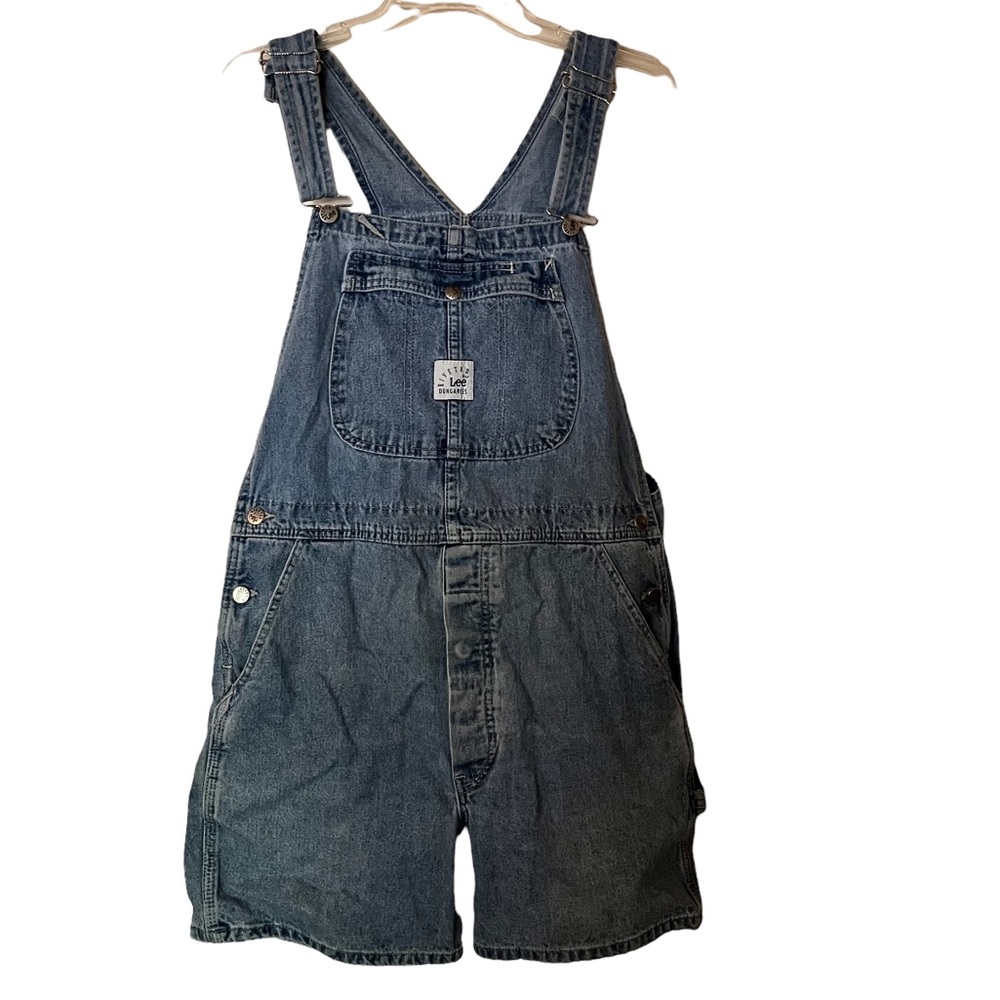 Lee Women’s Vintage Retro Denim Overall Shorts Size Large